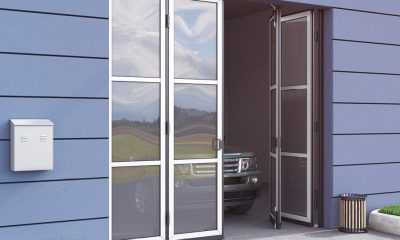 ПРОМЫШЛЕННЫЕ СКЛАДНЫЕ ПАНОРАМНЫЕ ВОРОТА БЕЗ НИЖНЕЙ НАПРАВЛЯЮЩЕЙ